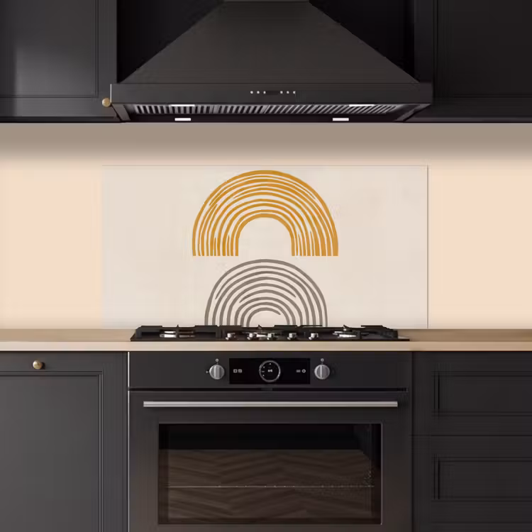 Bogen - Lijnen - Oranje - Minimalistisch keuken achterwand spatscherm middel -sfeer1