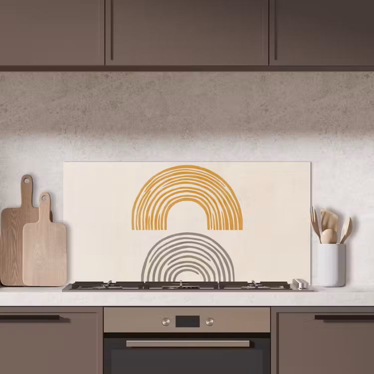 Bogen - Lijnen - Oranje - Minimalistisch keuken achterwand spatscherm middel -sfeer2