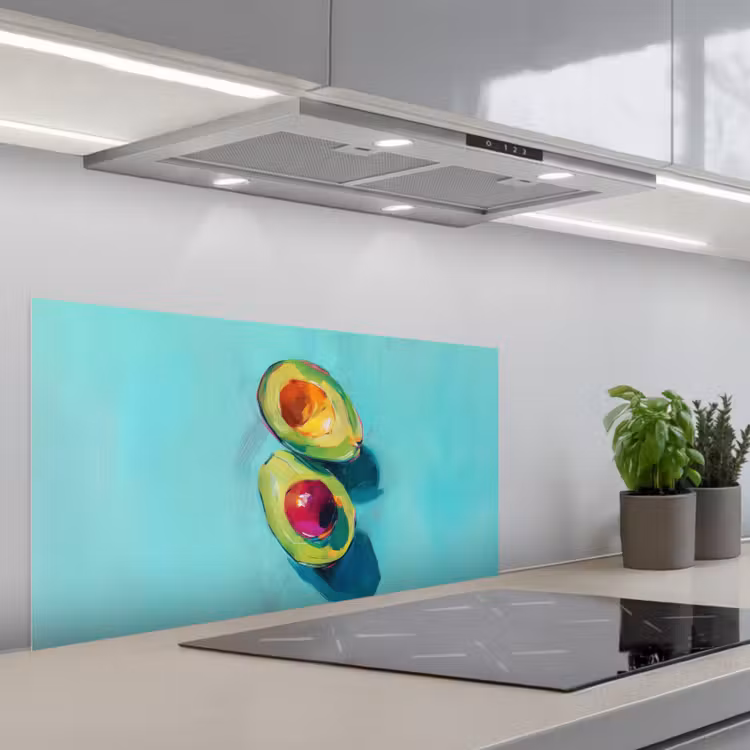 Avocado - Groen - Pit - Schaduw keuken achterwand spatscherm middel -3d_schuin