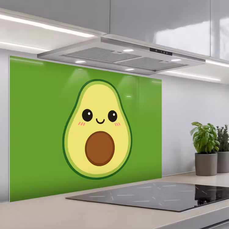 Avocado - Groen - Speels keuken achterwand spatscherm middel -3d_schuin