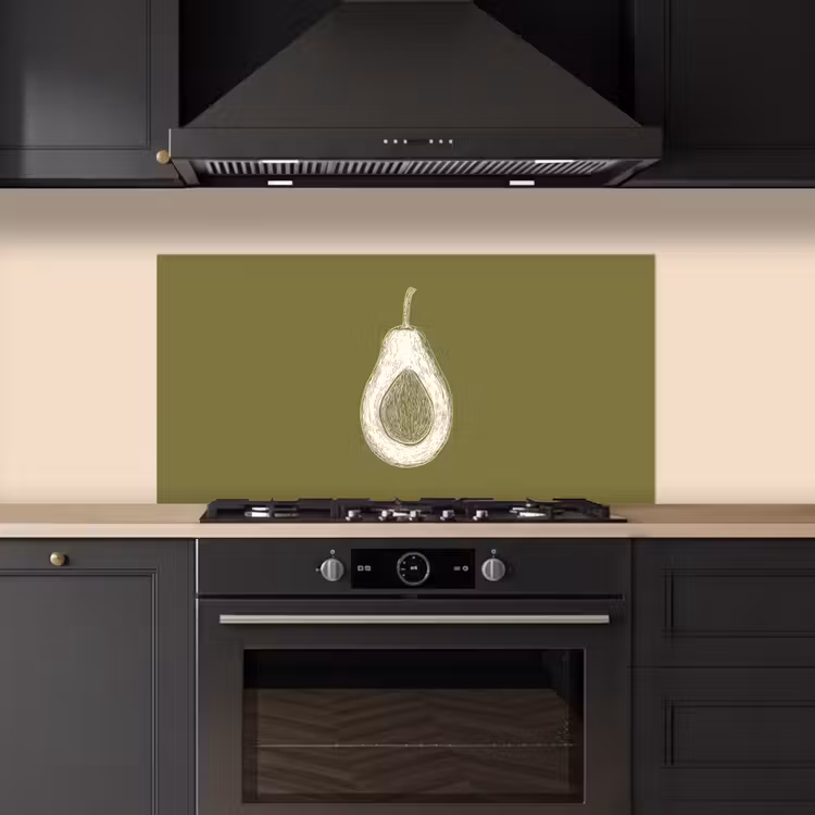 Avocado - Minimalistisch - Illustratie - Groen keuken achterwand spatscherm middel -sfeer1