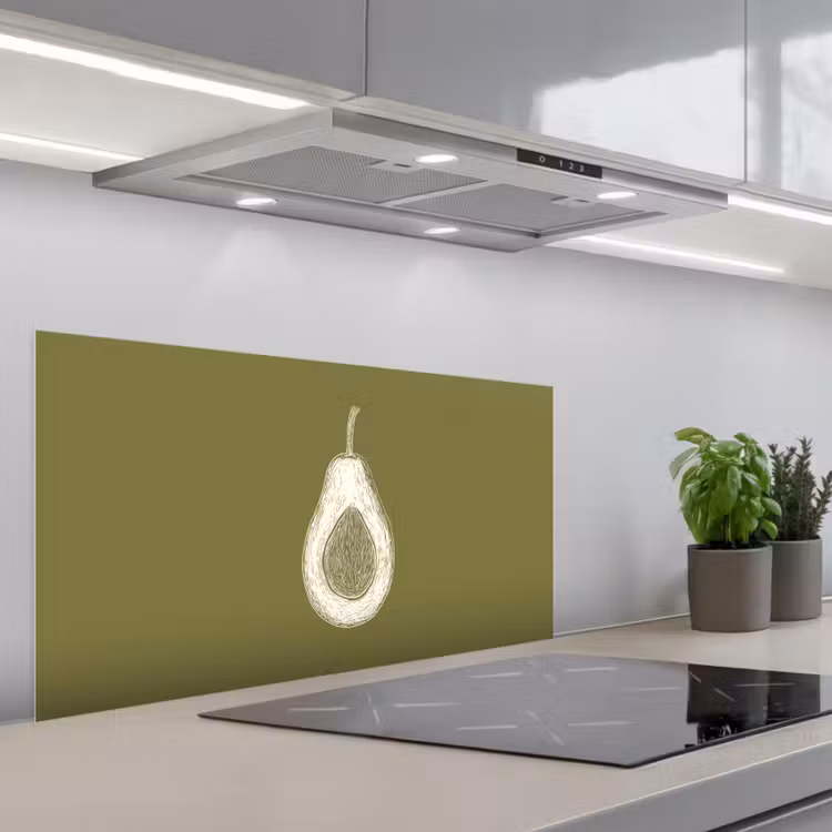Avocado - Minimalistisch - Illustratie - Groen keuken achterwand spatscherm middel -3d_schuin
