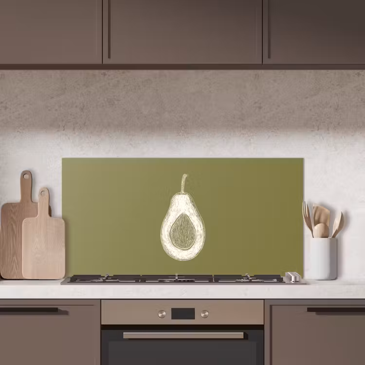 Avocado - Minimalistisch - Illustratie - Groen keuken achterwand spatscherm middel -sfeer2