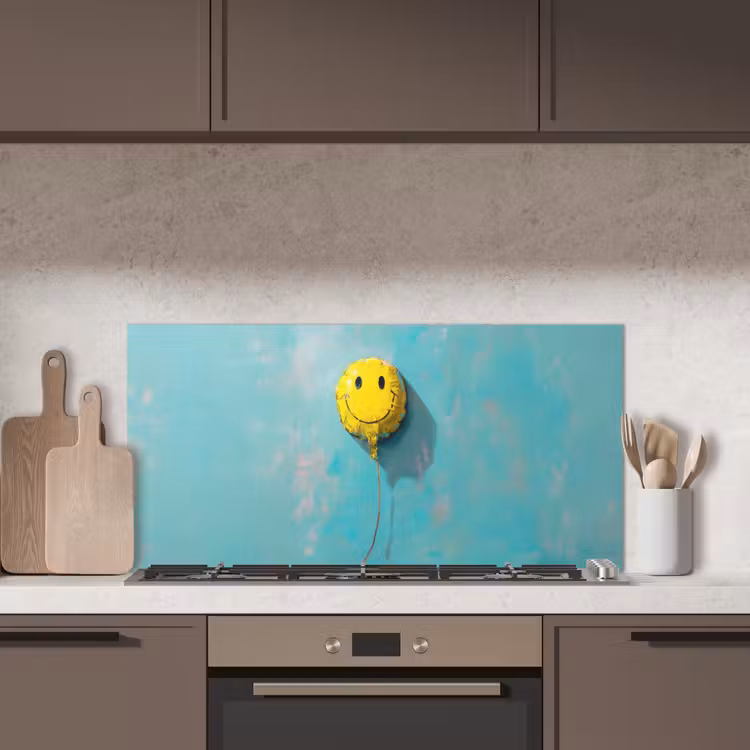 Ballon - Geel - Smiley keuken achterwand spatscherm middel -sfeer2
