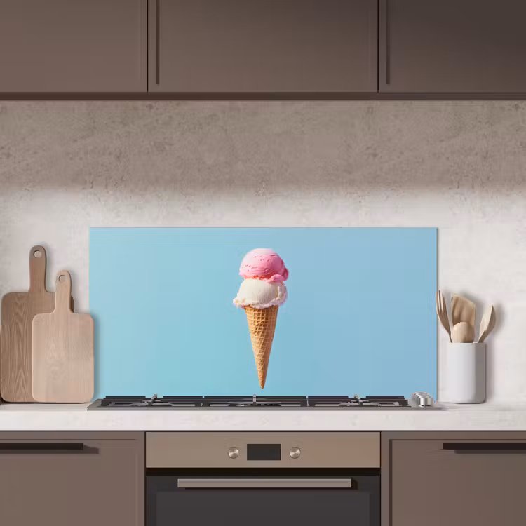 Bolletjes - Schepijs - Hoorntje - Blauw keuken achterwand spatscherm middel -sfeer2