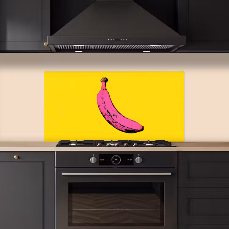 Banaan - Grafisch - Geel keuken achterwand spatscherm middel -sfeer1