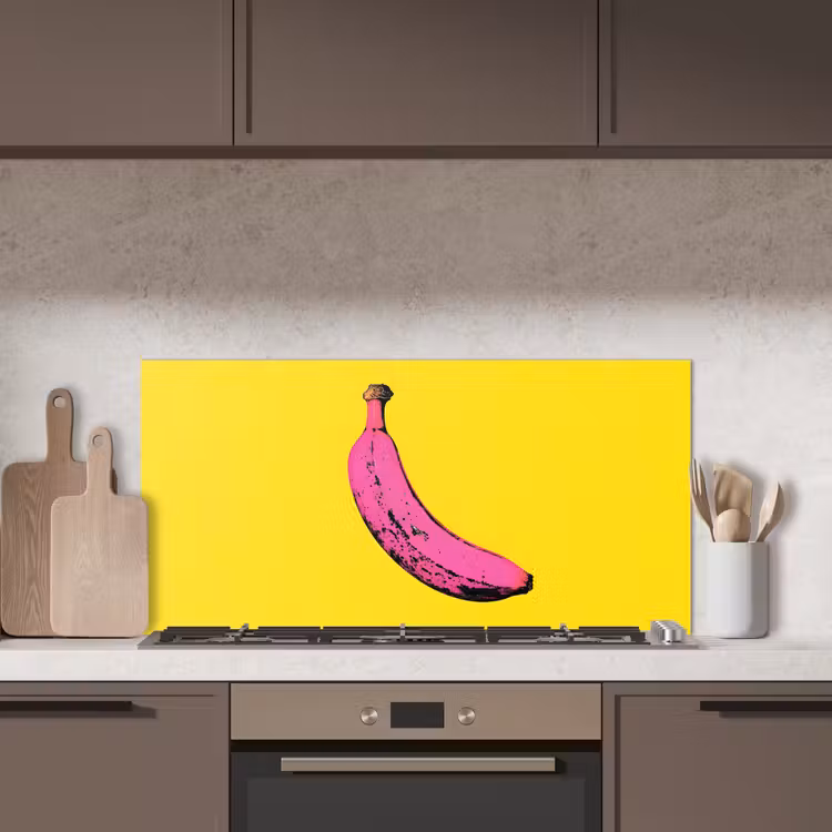 Banaan - Grafisch - Geel keuken achterwand spatscherm middel -sfeer2