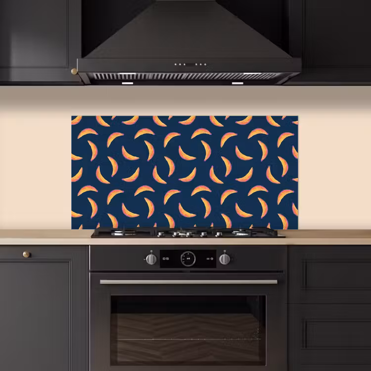 Banaan - Tropisch - Blauw - Patroon keuken achterwand spatscherm middel 899 -sfeer1