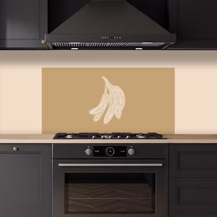Bananen - Beige - Lijntekening - Minimalistisch keuken achterwand spatscherm middel -sfeer1