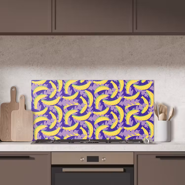 Bananen - Bladeren - Paars keuken achterwand spatscherm middel 899 -sfeer2