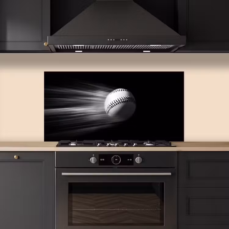 Honkbal - Wit - Vliegt keuken achterwand spatscherm middel -sfeer1