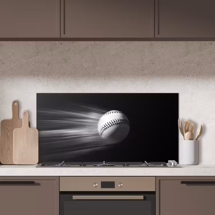 Honkbal - Wit - Vliegt keuken achterwand spatscherm middel -sfeer2