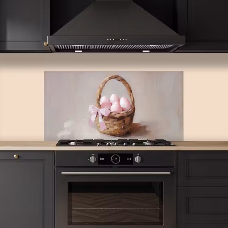 Mand - Eieren - Roze keuken achterwand spatscherm middel -sfeer1