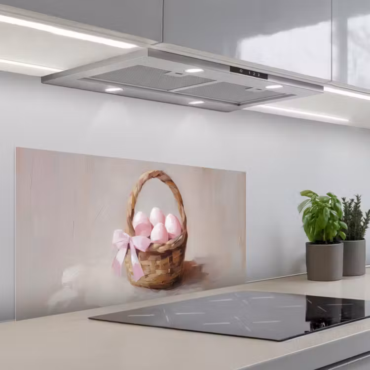 Mand - Eieren - Roze keuken achterwand spatscherm middel -3d_schuin