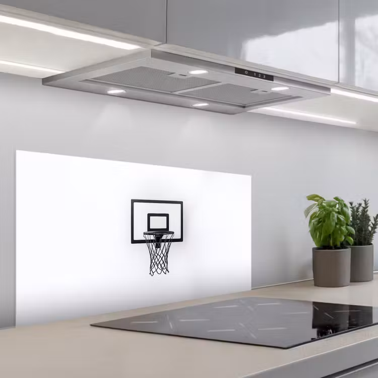 Basketbalbord - Minimalistisch - Zwart keuken achterwand spatscherm middel -3d_schuin