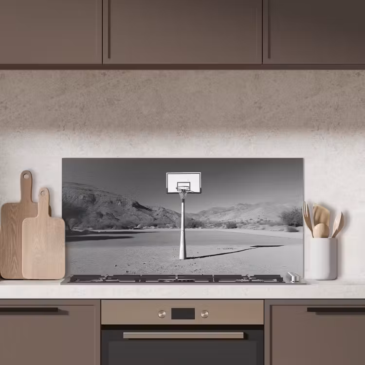 Basketbalpaal - Landschap - Zand - Wit keuken achterwand spatscherm middel -sfeer2