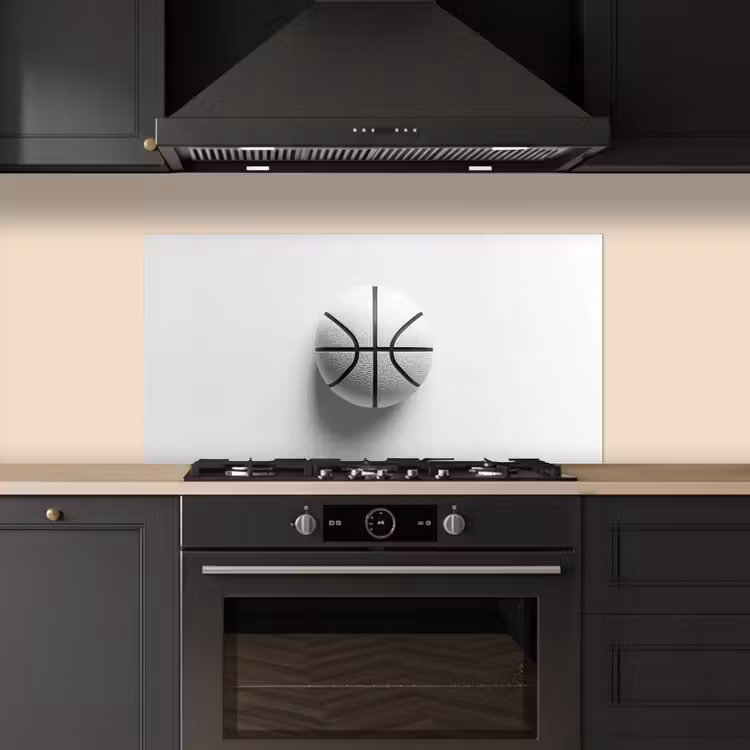 Basketbal - Wit - Schaduw - Lijnen keuken achterwand spatscherm middel -sfeer1