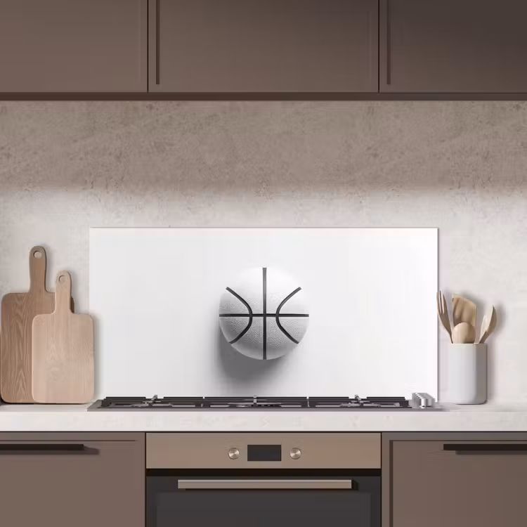 Basketbal - Wit - Schaduw - Lijnen keuken achterwand spatscherm middel -sfeer2
