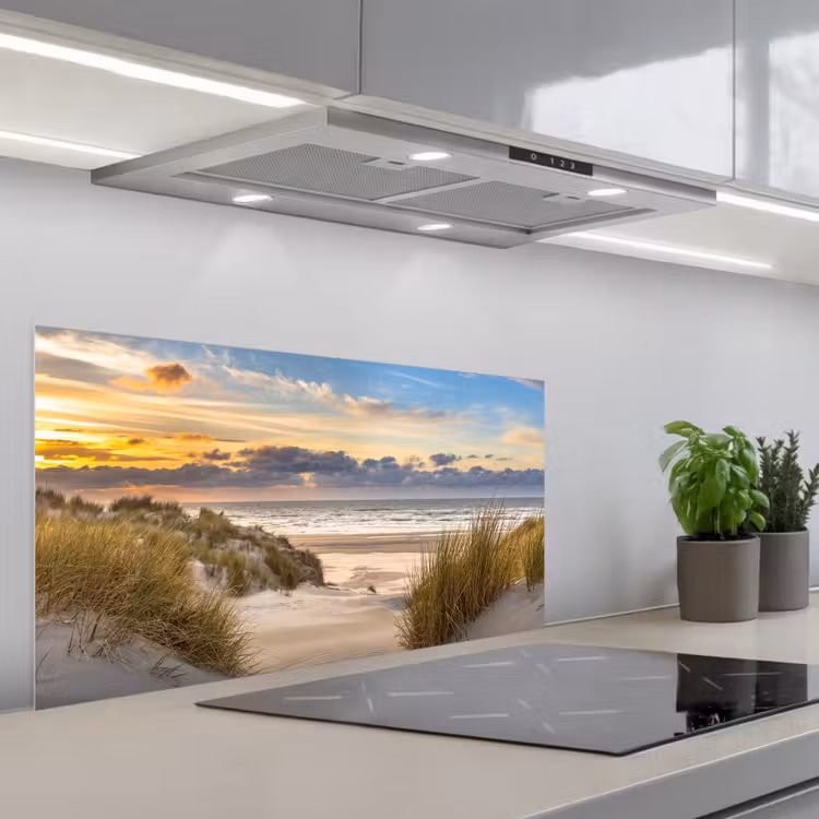 Strand - Duin - Gras - Zonsondergang - Zee keuken achterwand spatscherm middel -3d_schuin