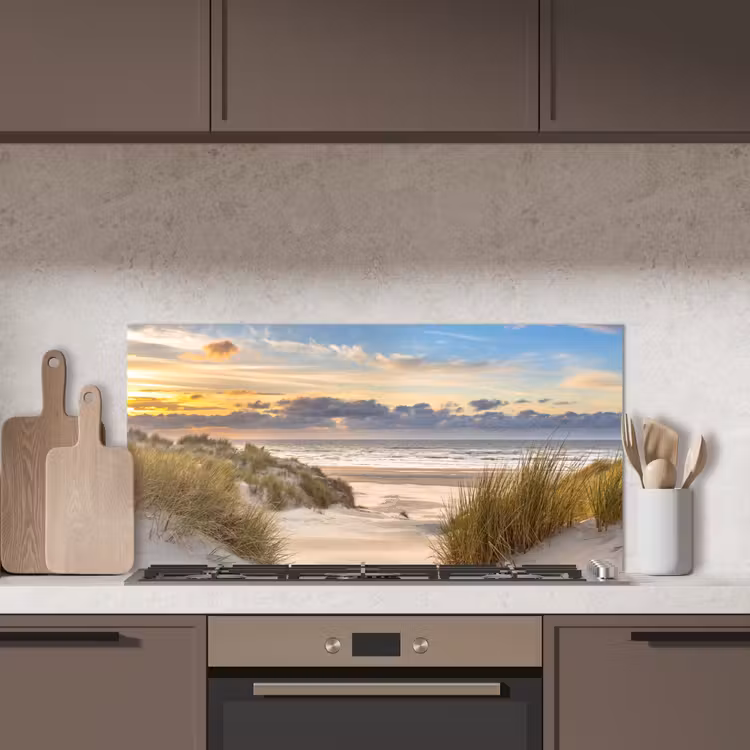 Strand - Duin - Gras - Zonsondergang - Zee keuken achterwand spatscherm middel -sfeer2