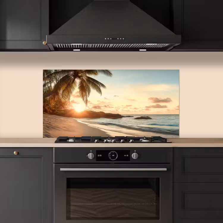 Strand - Palmbomen - Oceaan - Zonsondergang keuken achterwand spatscherm middel -sfeer1