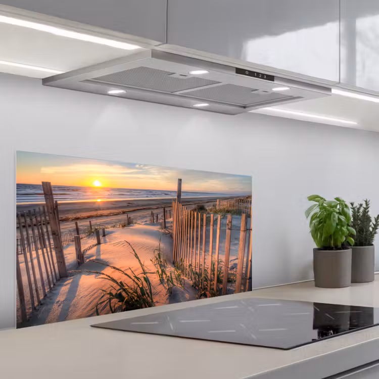 Strand - Zee - Duin - Zonsondergang - Landschap keuken achterwand spatscherm middel -3d_schuin