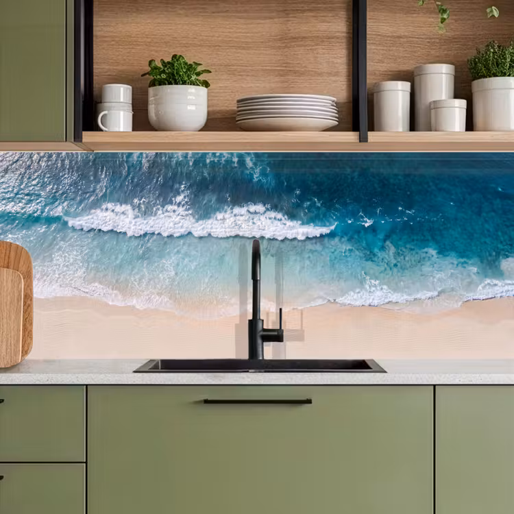 Strand - Zee - Golven - Natuur - Blauw keuken achterwand 2 middel -sfeer3