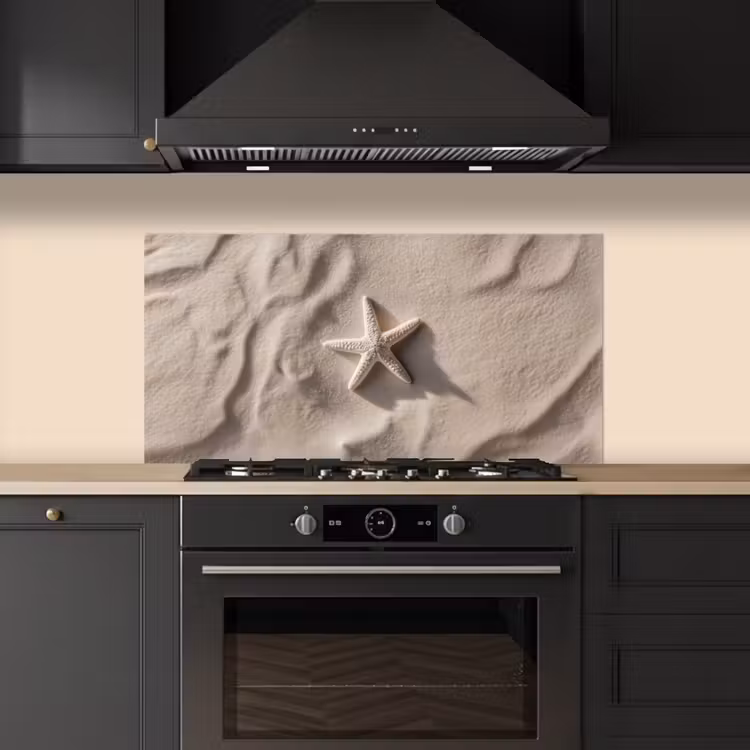 Strand - Zeester - Zand - Beige keuken achterwand spatscherm middel -sfeer1