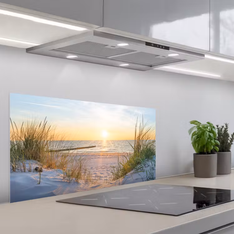 Strand - Zon - Duin - Gras - Zand - Horizon keuken achterwand spatscherm middel -3d_schuin