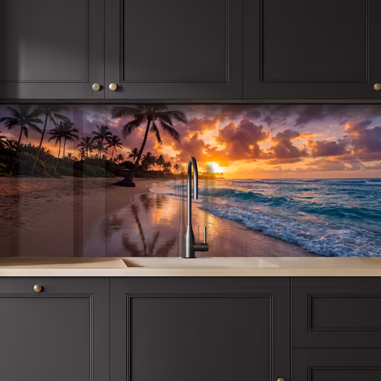 Strand - Zonsopgang - Tropisch - Natuur - Oranje keuken achterwand 2 middel -sfeer1