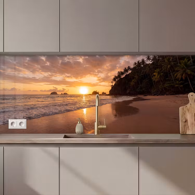 Strand - Zonsondergang - Natuur - Tropisch - Oranje keuken achterwand 2 middel zz_3dshopping