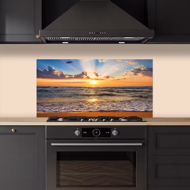 Strand - Zonsondergang - Zee - Wolken - Horizon keuken achterwand spatscherm middel -sfeer1