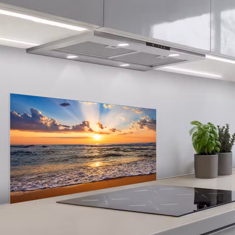 Strand - Zonsondergang - Zee - Wolken - Horizon keuken achterwand spatscherm middel -3d_schuin