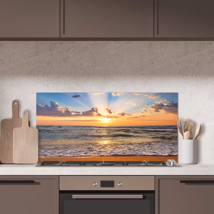 Strand - Zonsondergang - Zee - Wolken - Horizon keuken achterwand spatscherm middel -sfeer2