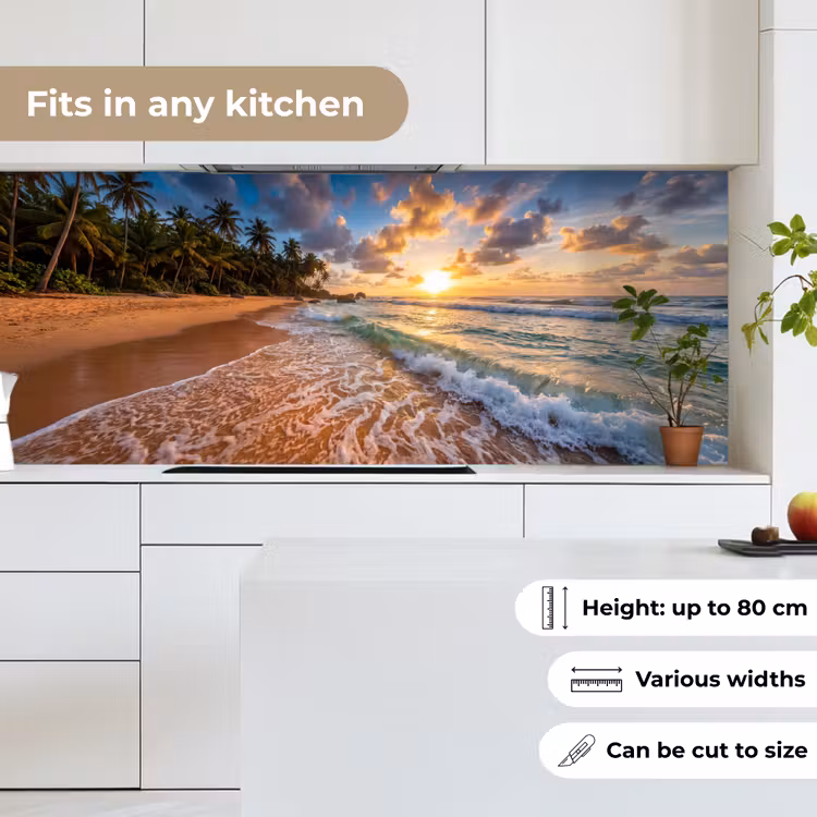 Strand - Zonsondergang - Golven - Natuur - Goud keuken achterwand 2 middel -sfeer4_UK