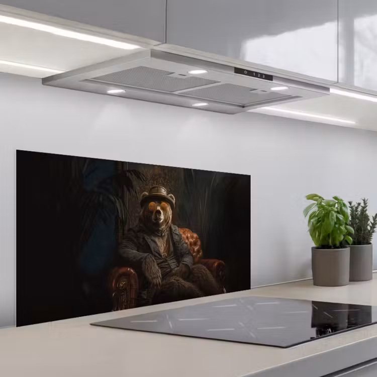 Beer - Bruin - Pak - Hoed keuken achterwand spatscherm middel -3d_schuin