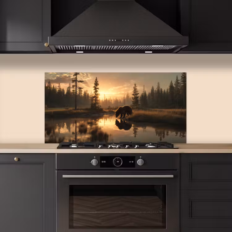 Beer - water - Bos - Ochtendlicht keuken achterwand spatscherm middel -sfeer1