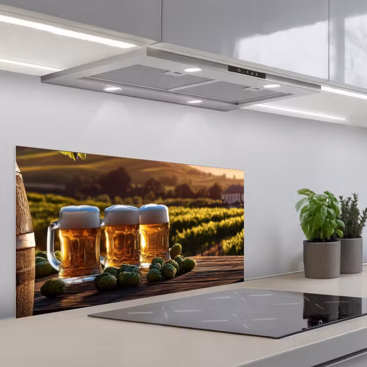 Bier - Hop - Landschap keuken achterwand spatscherm middel -3d_schuin