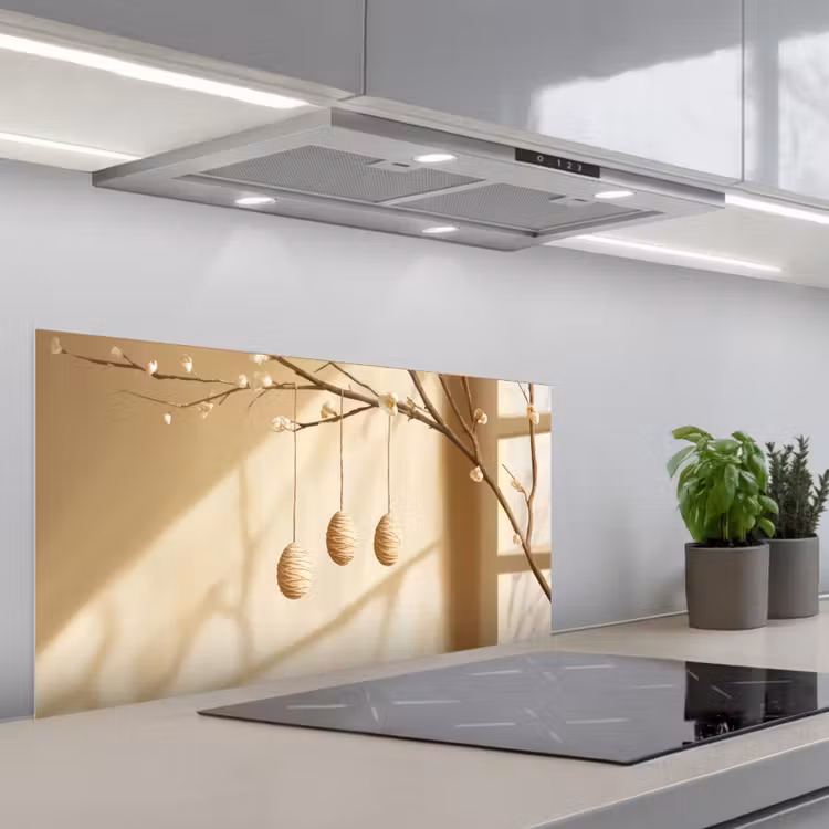 Beige - Paastak - Eieren keuken achterwand spatscherm middel -3d_schuin