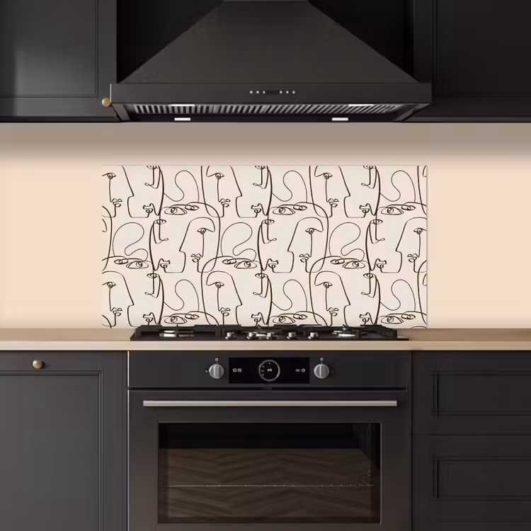 Beige - Gezicht - Lijnen - Bruin keuken achterwand spatscherm middel 899 -sfeer1