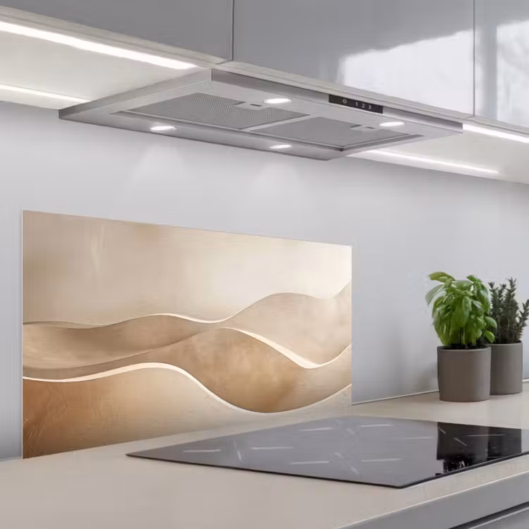 Beige - Heuvels - Patroon keuken achterwand spatscherm middel -3d_schuin
