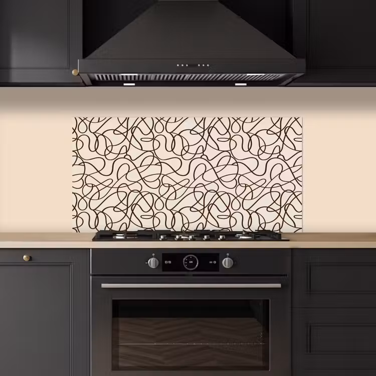 Beige - Lijnen - Donkerbruin keuken achterwand spatscherm middel 899 -sfeer1