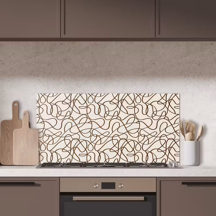 Beige - Lijnen - Donkerbruin keuken achterwand spatscherm middel 899 -sfeer2