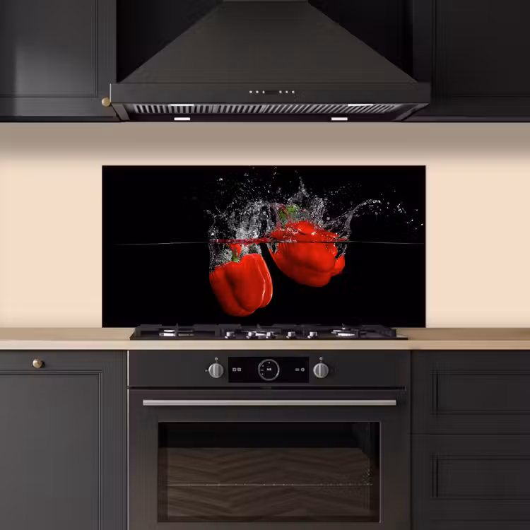 Paprika - Groente - Stilleven - Water - Rood keuken achterwand spatscherm middel -sfeer1