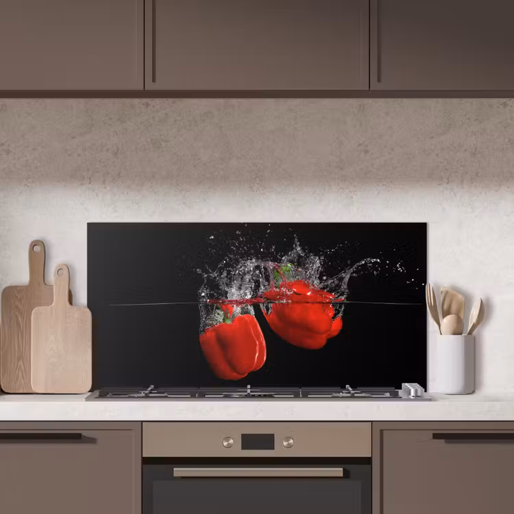 Paprika - Groente - Stilleven - Water - Rood keuken achterwand spatscherm middel -sfeer2
