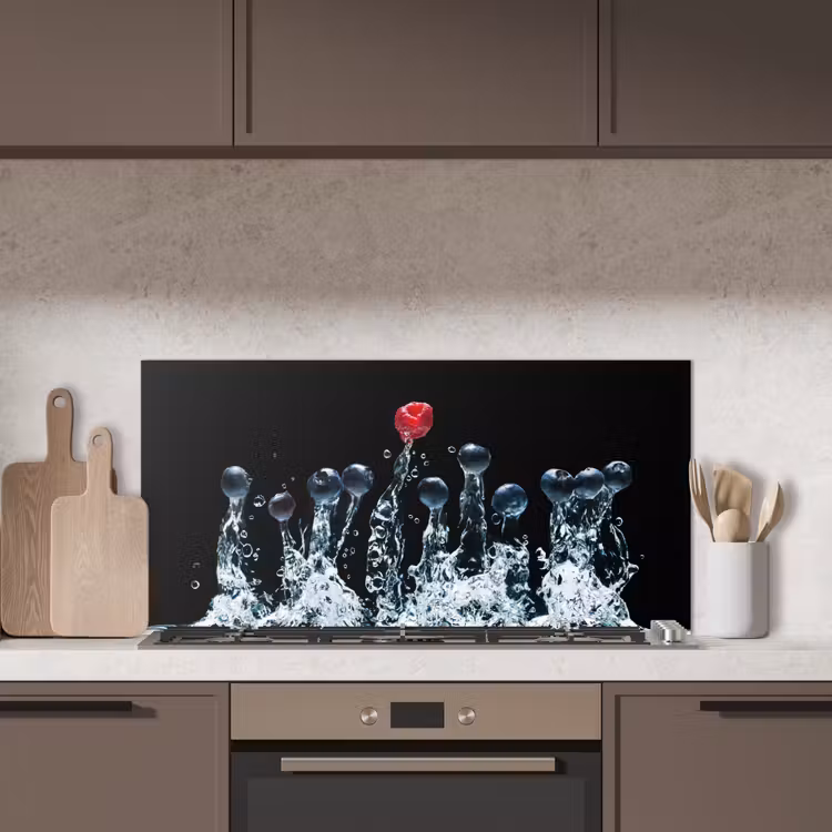 Bessen - Water - Zwart - Fruit - Framboos keuken achterwand spatscherm middel -sfeer2