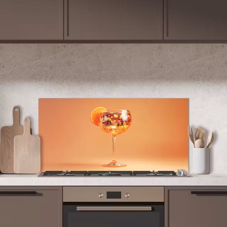 Drank - Oranje - Glitter - Disco keuken achterwand spatscherm middel -sfeer2