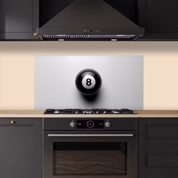 Biljartbal - Getal - Acht - Wit keuken achterwand spatscherm middel -sfeer1