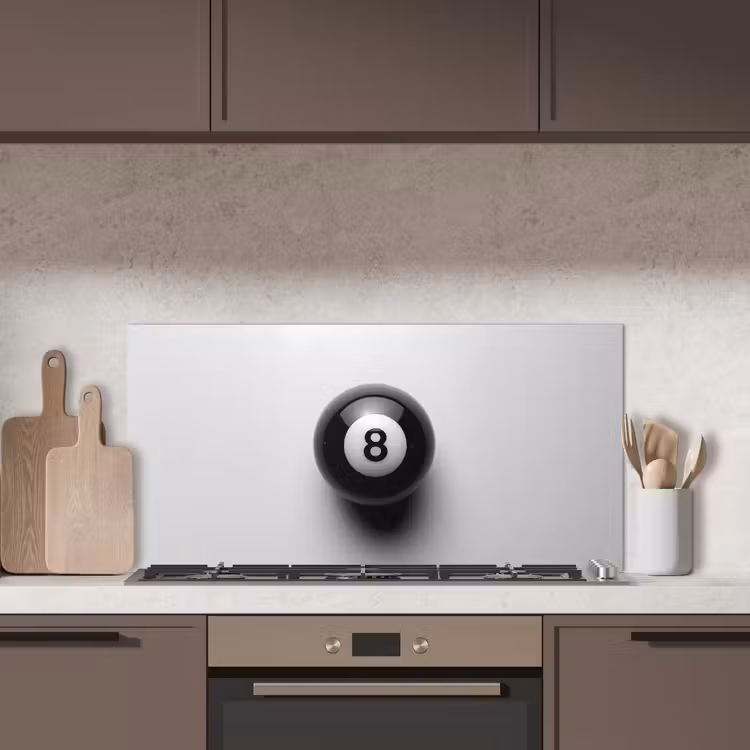 Biljartbal - Getal - Acht - Wit keuken achterwand spatscherm middel -sfeer2