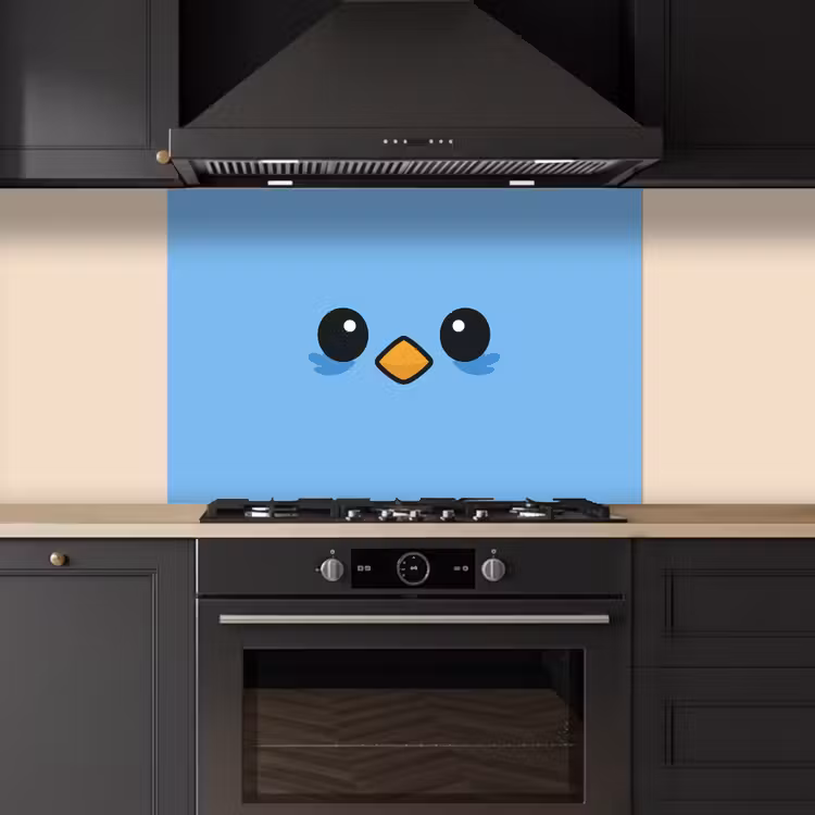 Vogel - Blauw - Eenvoudig keuken achterwand spatscherm middel -sfeer1